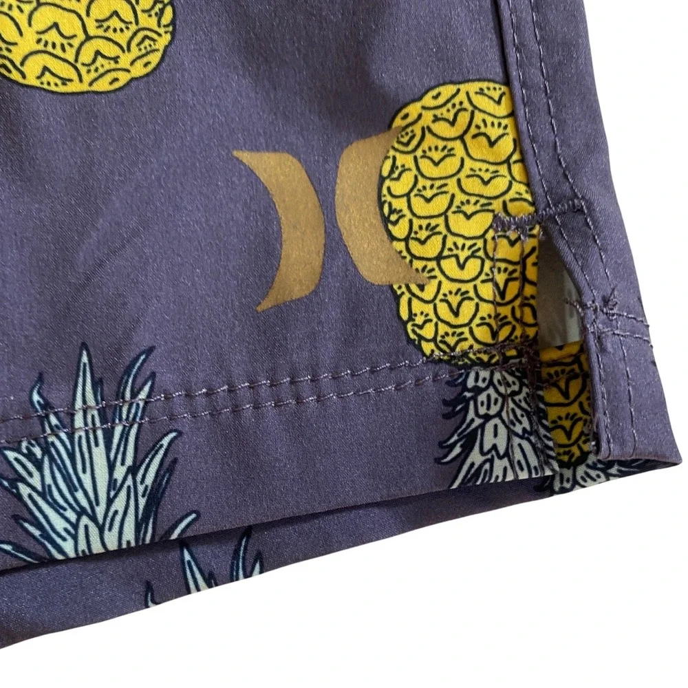 Hurley Men's L Pineapple Volley Elastic Waist‎ Blue Swim Trunks Board Shorts EUC - Picture 4 of 10